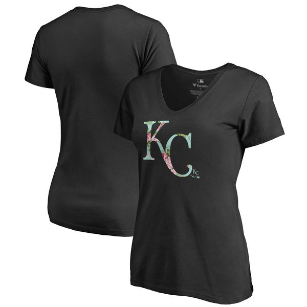 2020 MLB Kansas City Royals Fanatics Branded Women Lovely VNeck TShirt Black